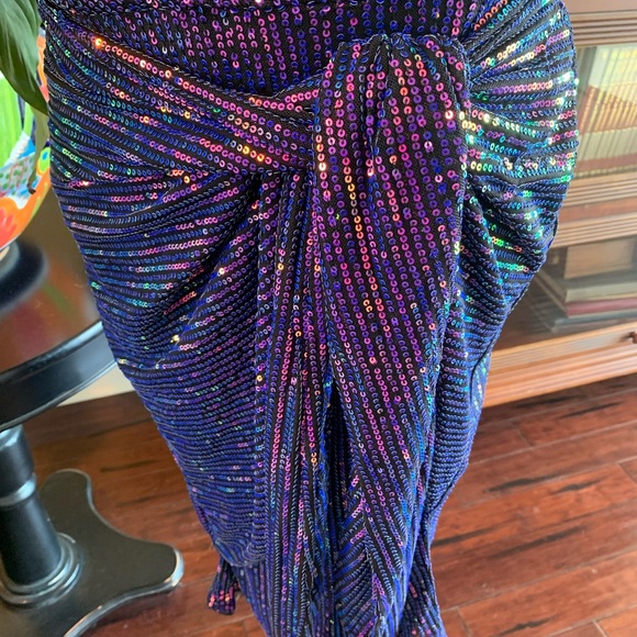 NWT! GRACE KARIN Sequin wrap style Dress / One Shoulder Ruched Dress - Large - Picture 7 of 11